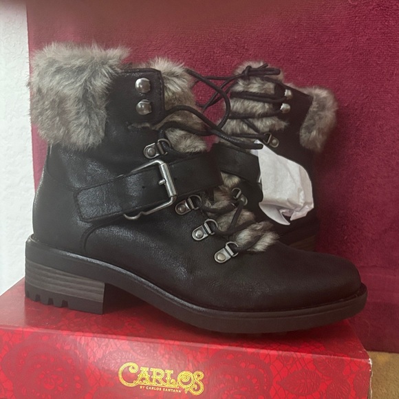 Carlos by Carlos Santana Black Fur-Lined Winter Boots - Picture 4 of 7